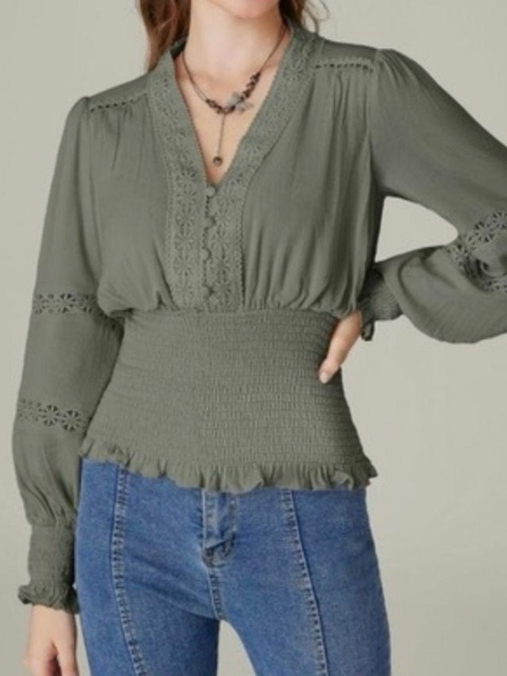 NWT Scarlet Darkness Renaissance Top Peasant Balloon Sleeve Smocked Boho Goth